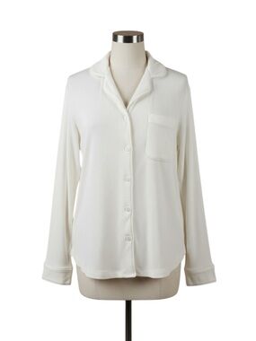 Skims Soft Lounge Rib Button Down Top Ivory XL NWT Cozy Lounge Pajama Shirt